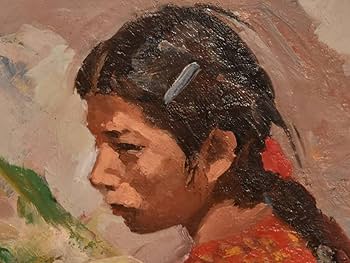 Amazon.co.jp: 真作中澤茂 油絵 石段の女(グアテマラ)8号 サイン